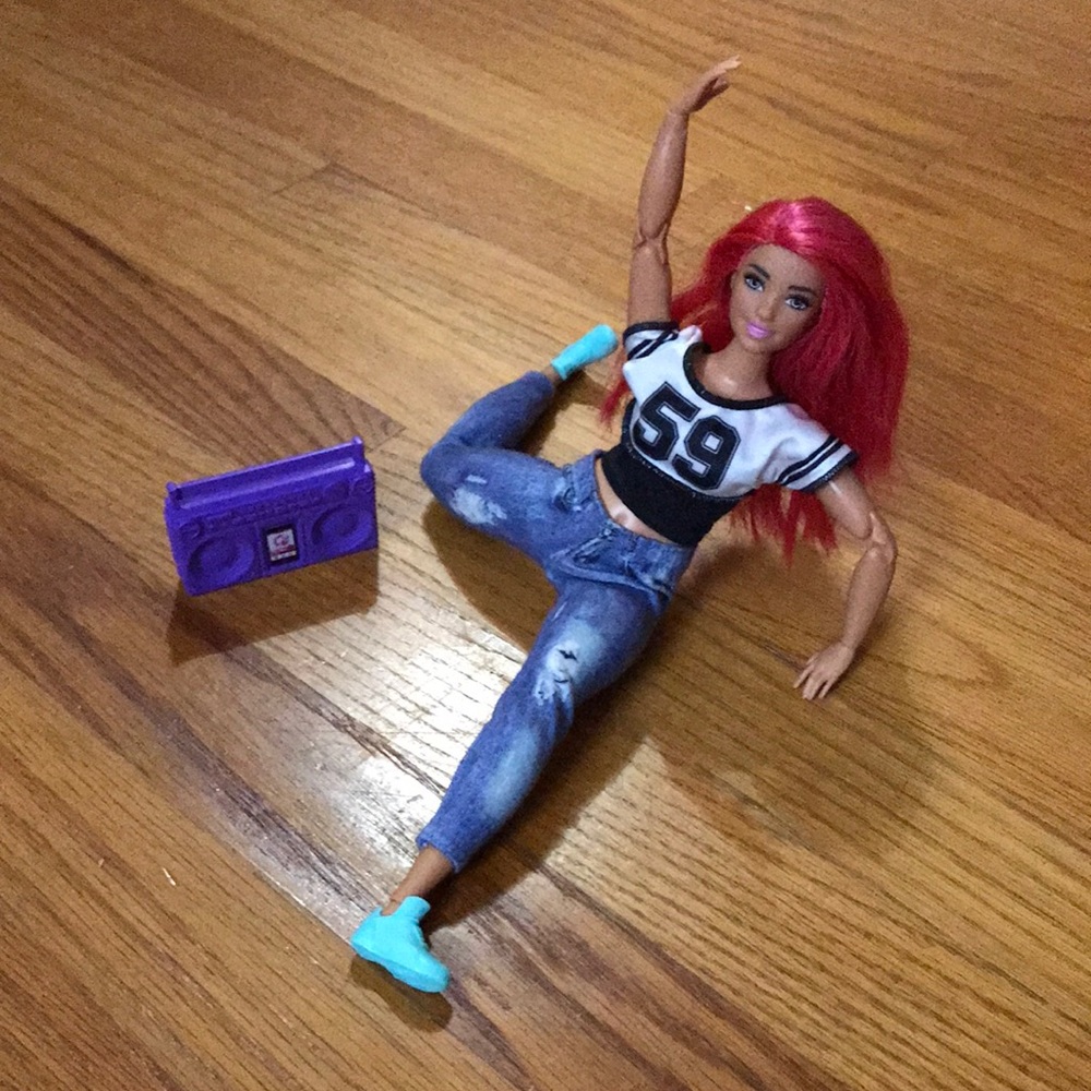 Barbie Dancer Doll with Pink Hair Multi-Joint Movement and Boom Box Prop